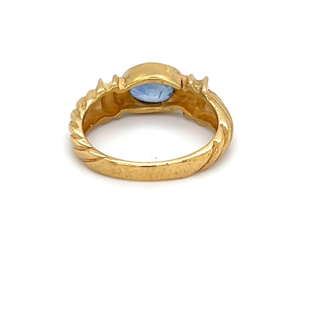 Oval Cut Vintage Blue Ceylon Sapphire Ring in 22K Yellow Gold 