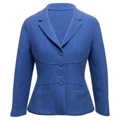 Vintage Blue Chanel Wool Blazer Size FR 40