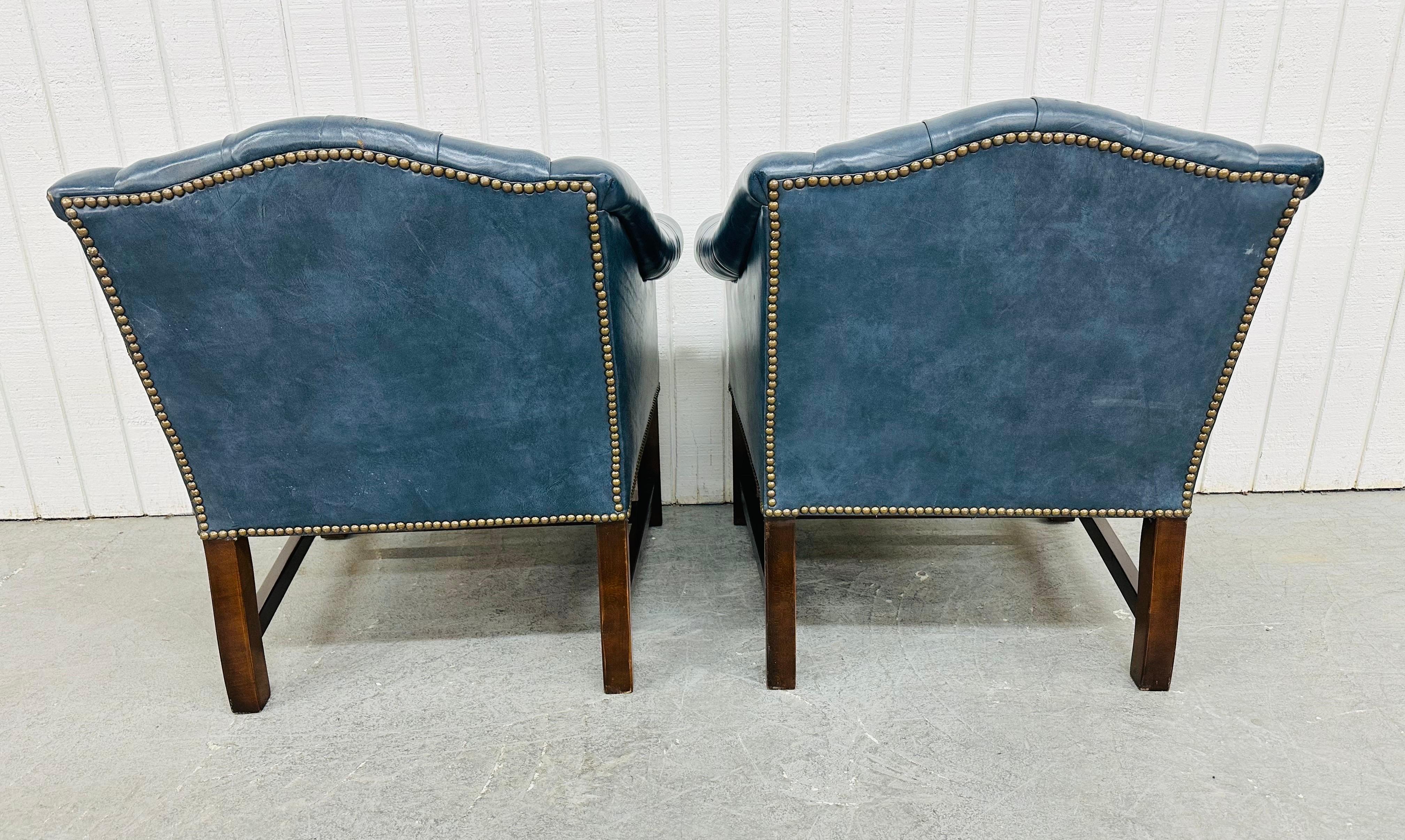 Vintage Blue Chesterfield Arm Chairs - Set of 2 1