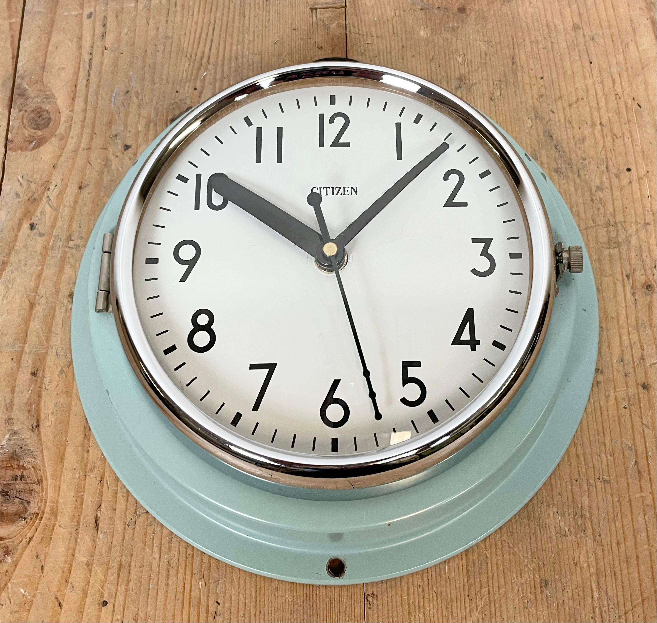Vintage Blue Citizen Navy Wall Clock, 1970s For Sale 2