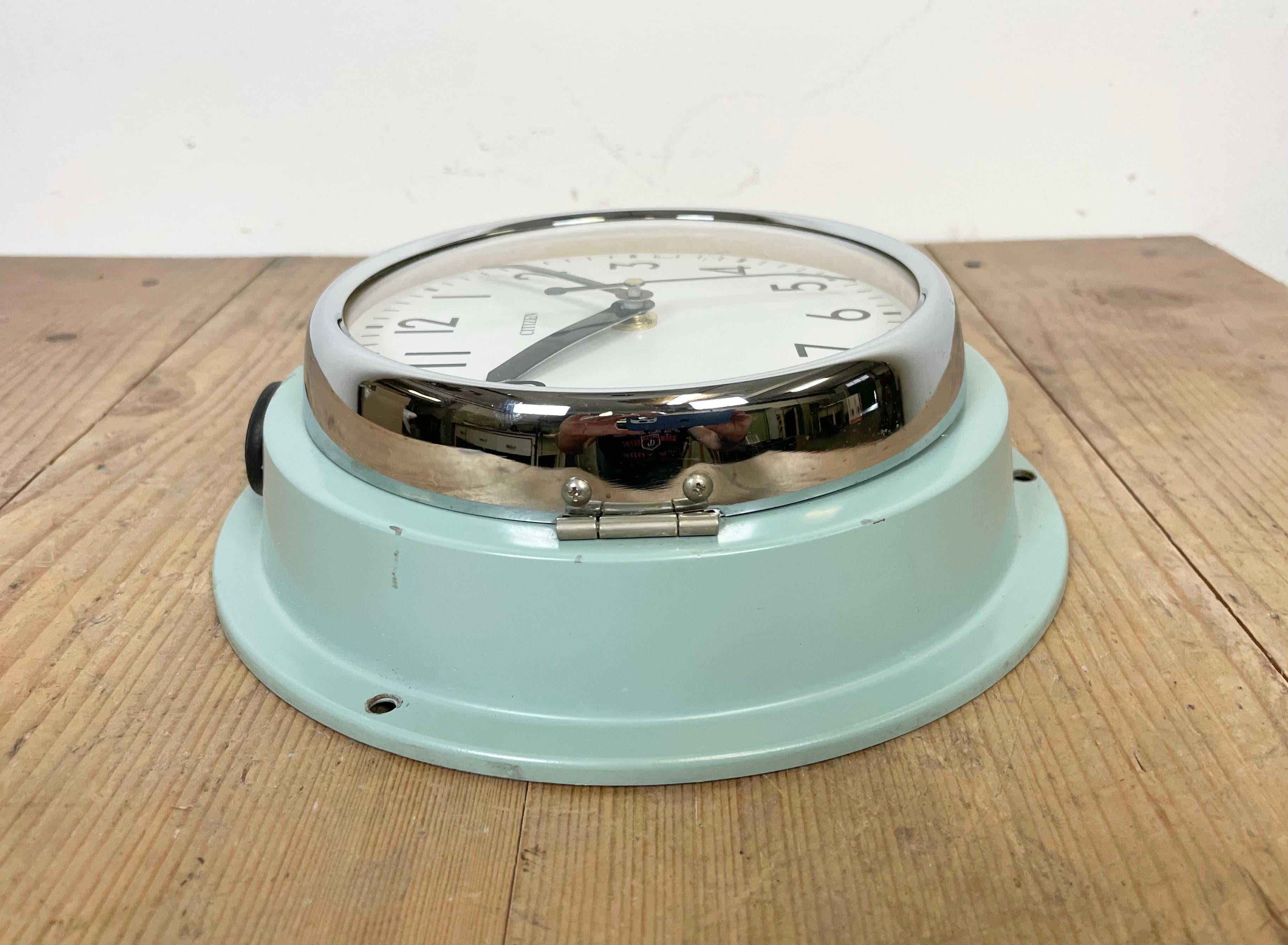 Vintage Blue Citizen Navy Wall Clock, 1970s For Sale 6