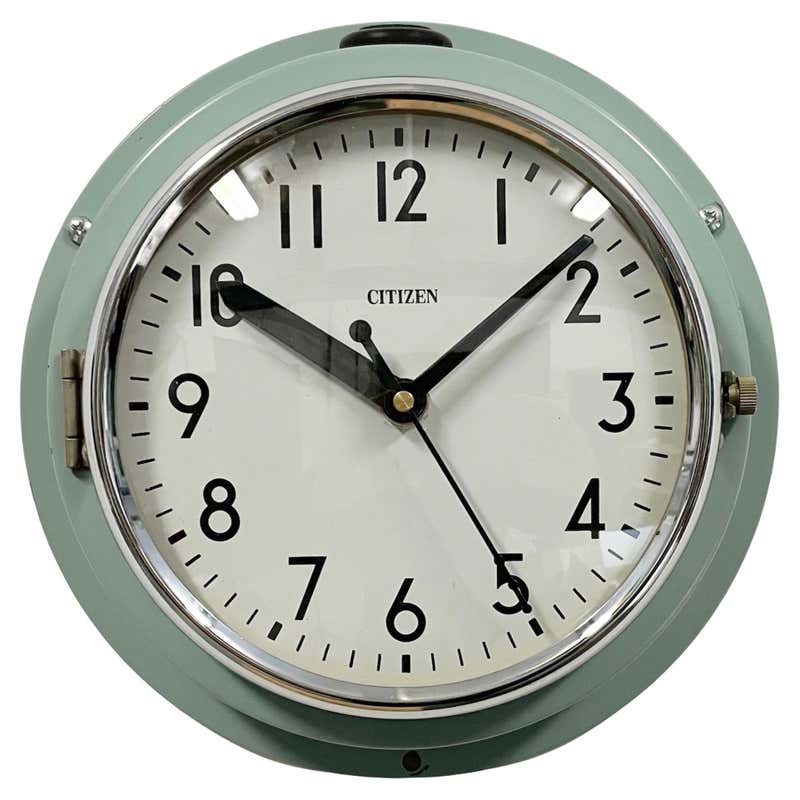 1970s Vintage Quartz German Rectangular Ceramic Green Wall Clock, Model ...