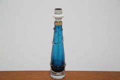 Vintage Blue & Clear Glass Table Lamp by Carl Fagerlund for Orrefors, 1960s.