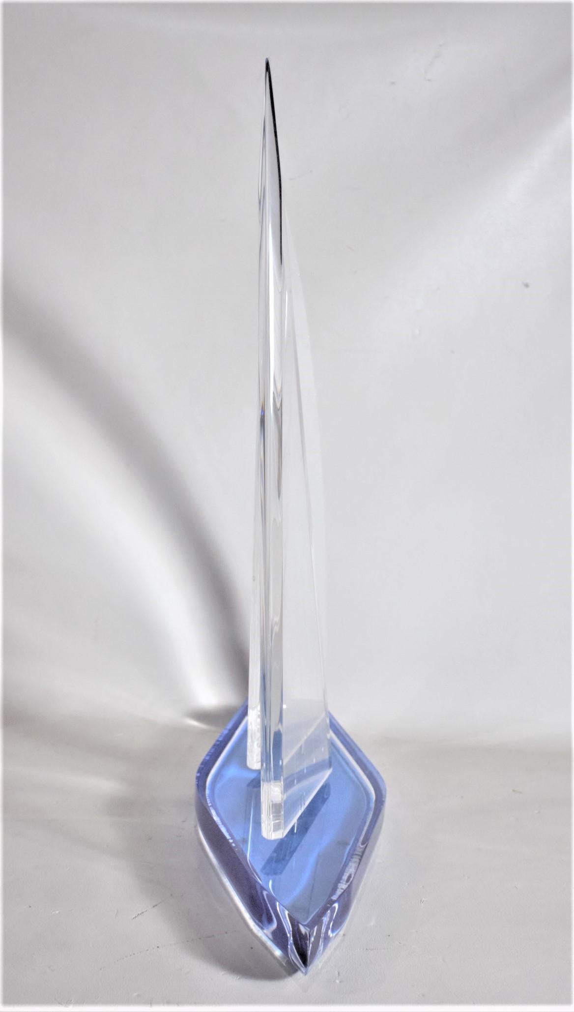 Machine-Made Vintage Blue & Clear Lucite Racing Sailboat Sculpture by Wintrade, Beverly Hills For Sale