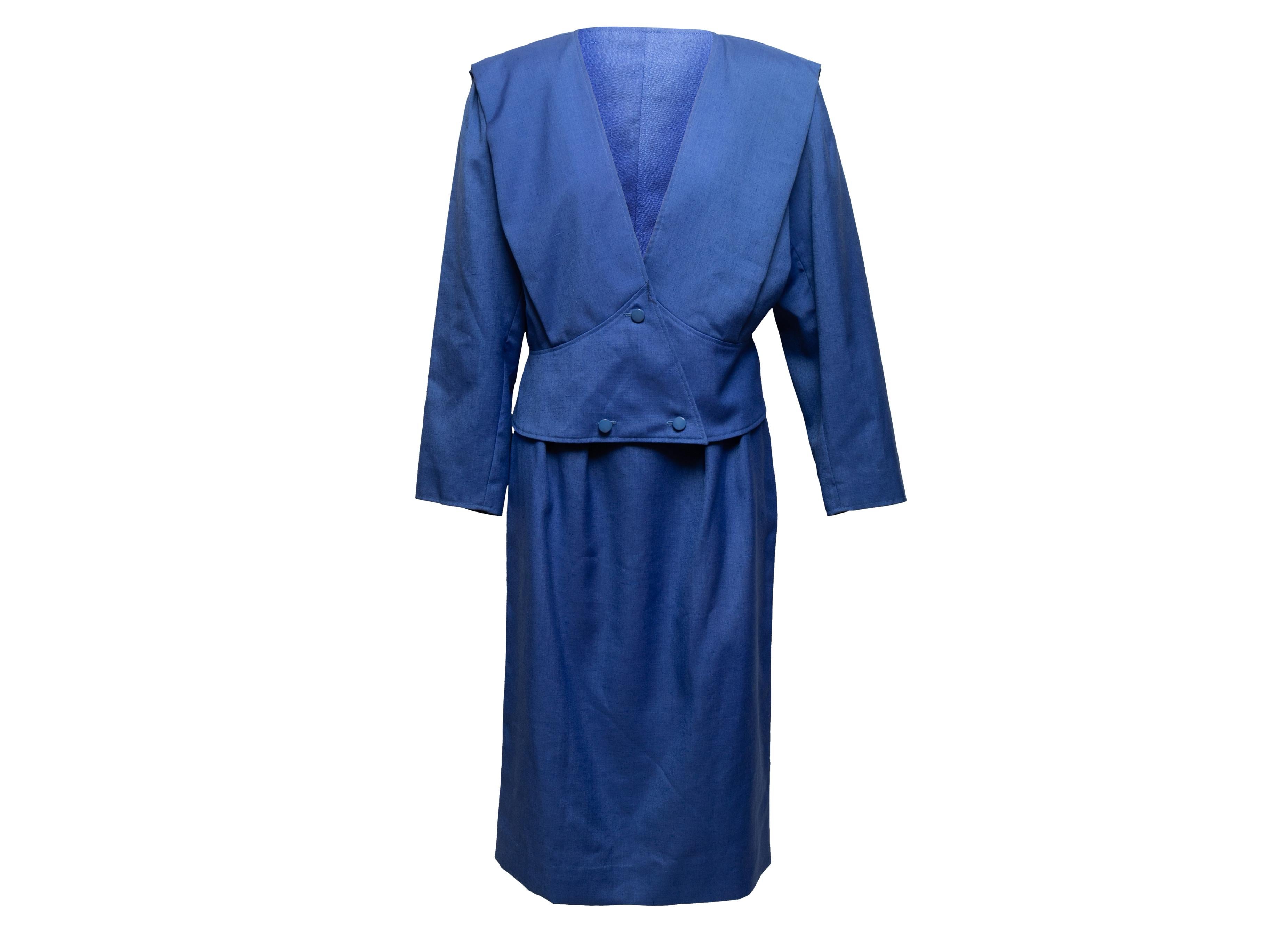 Vintage Blue Courreges Deep V-Neck Jacket Size US L For Sale 1