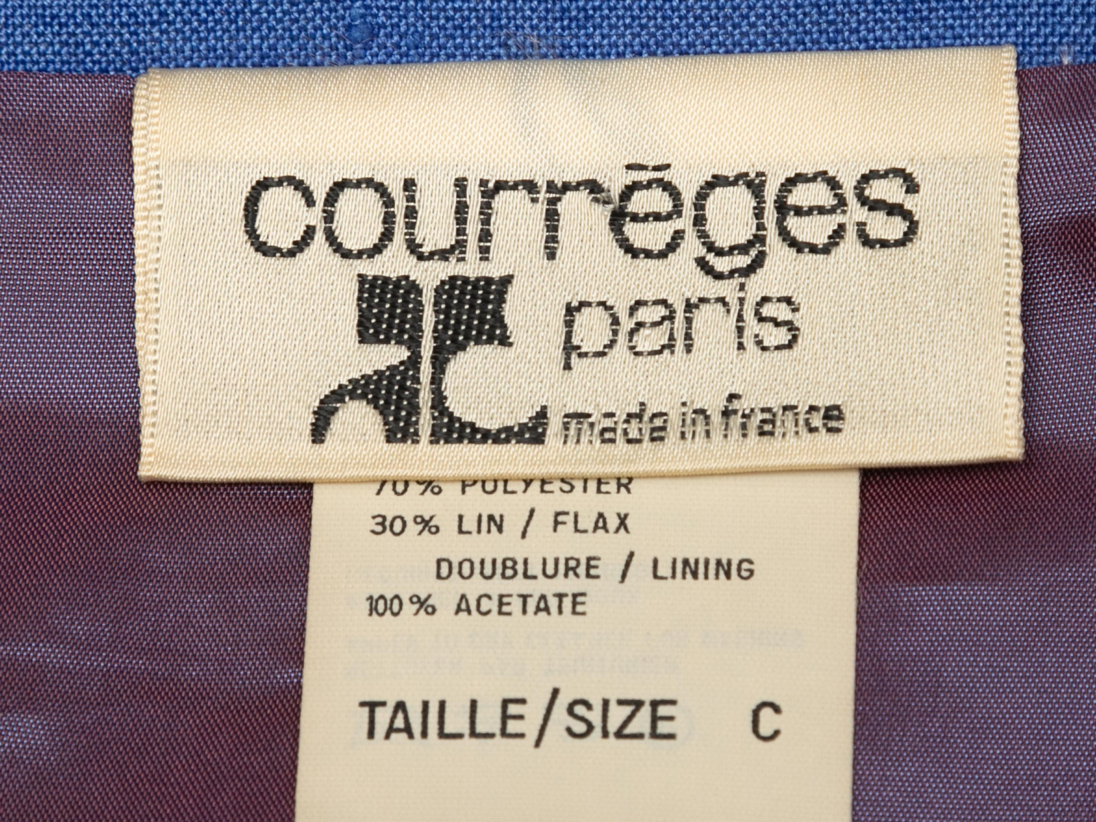 Blaue Courreges-Jacke mit tiefem V-Ausschnitt im Vintage-Stil Größe US L im Angebot 2