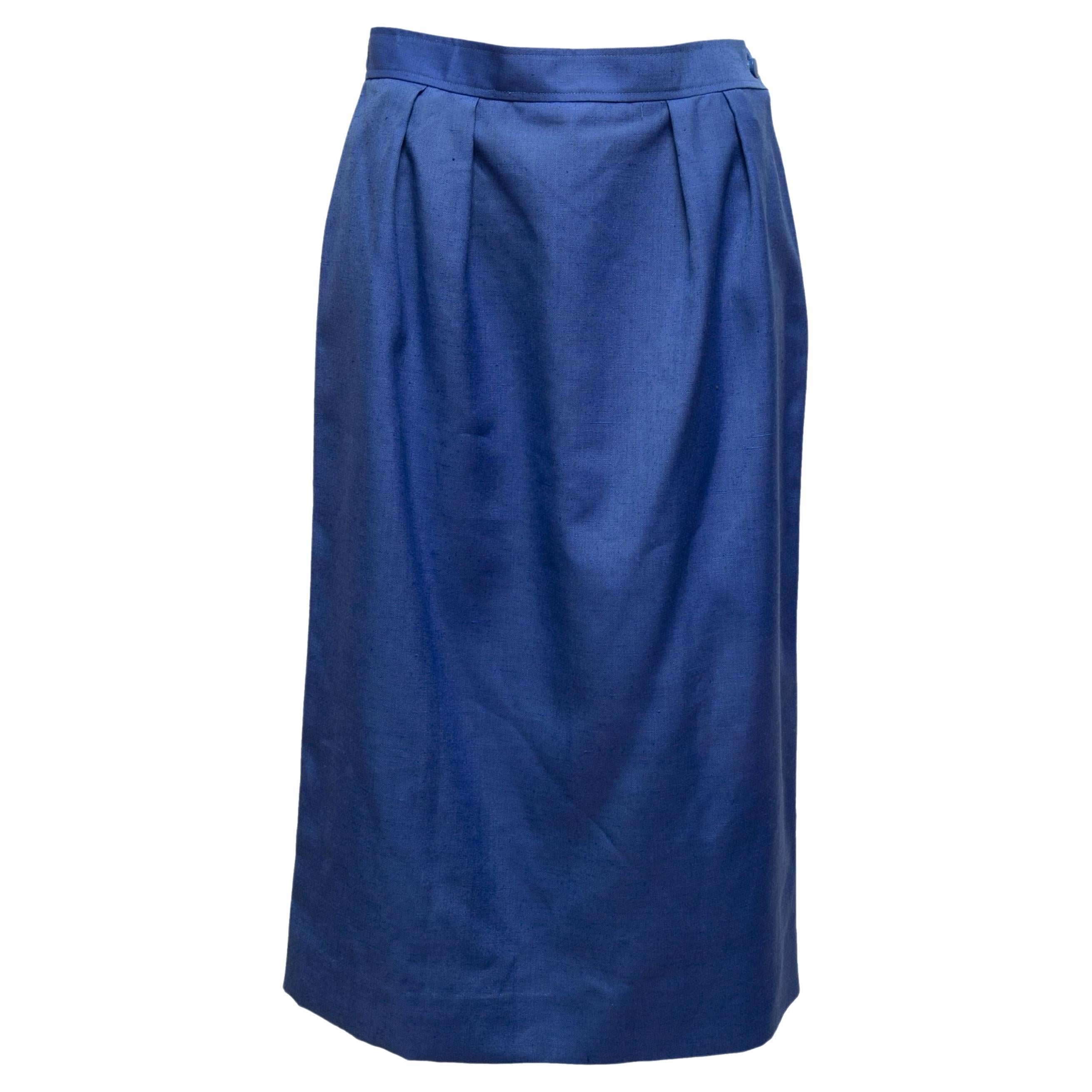 Vintage Blue Courreges Pencil Skirt Size US XS For Sale