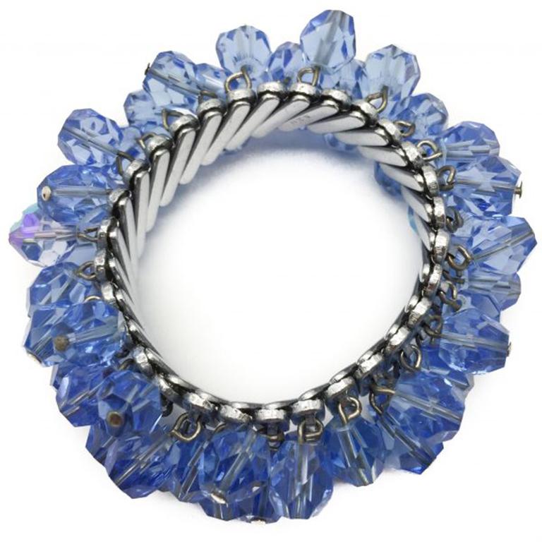 Vintage Blue Crystal Cha Cha Bracelet 1950S In Good Condition In Wilmslow, GB