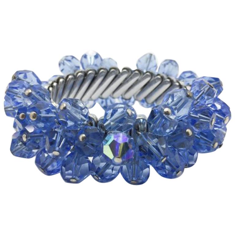 Vintage Blue Crystal Cha Cha Bracelet 1950S