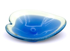 Ciotola Coquille in cristallo blu vintage di Paul Kedelv, Reijmyre Glasbruk, anni '60