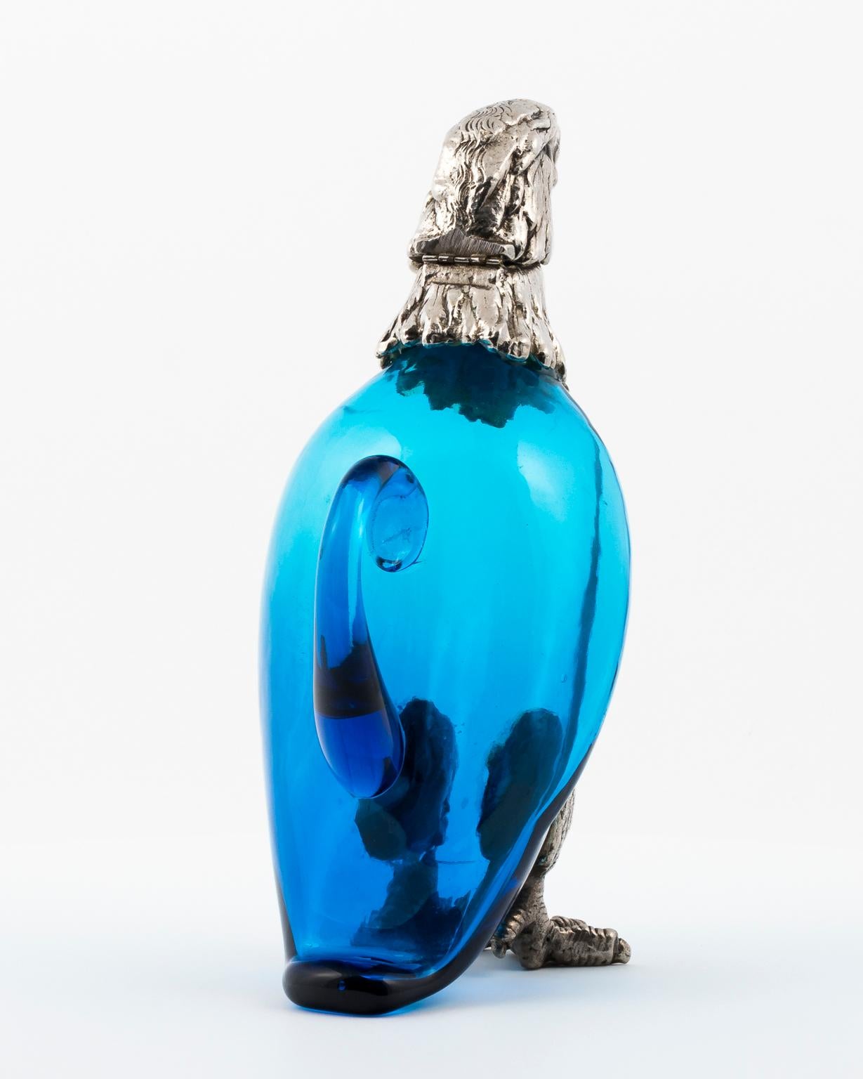 Vintage Blue Crystal Eagle Decanter 15