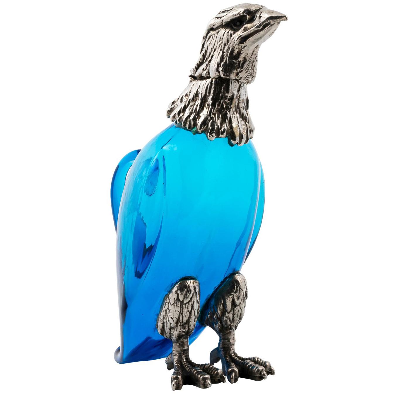 Vintage Blue Crystal Eagle Decanter