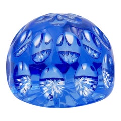 Vintage Blue Crystal Paperweight by Webb Corbett of England