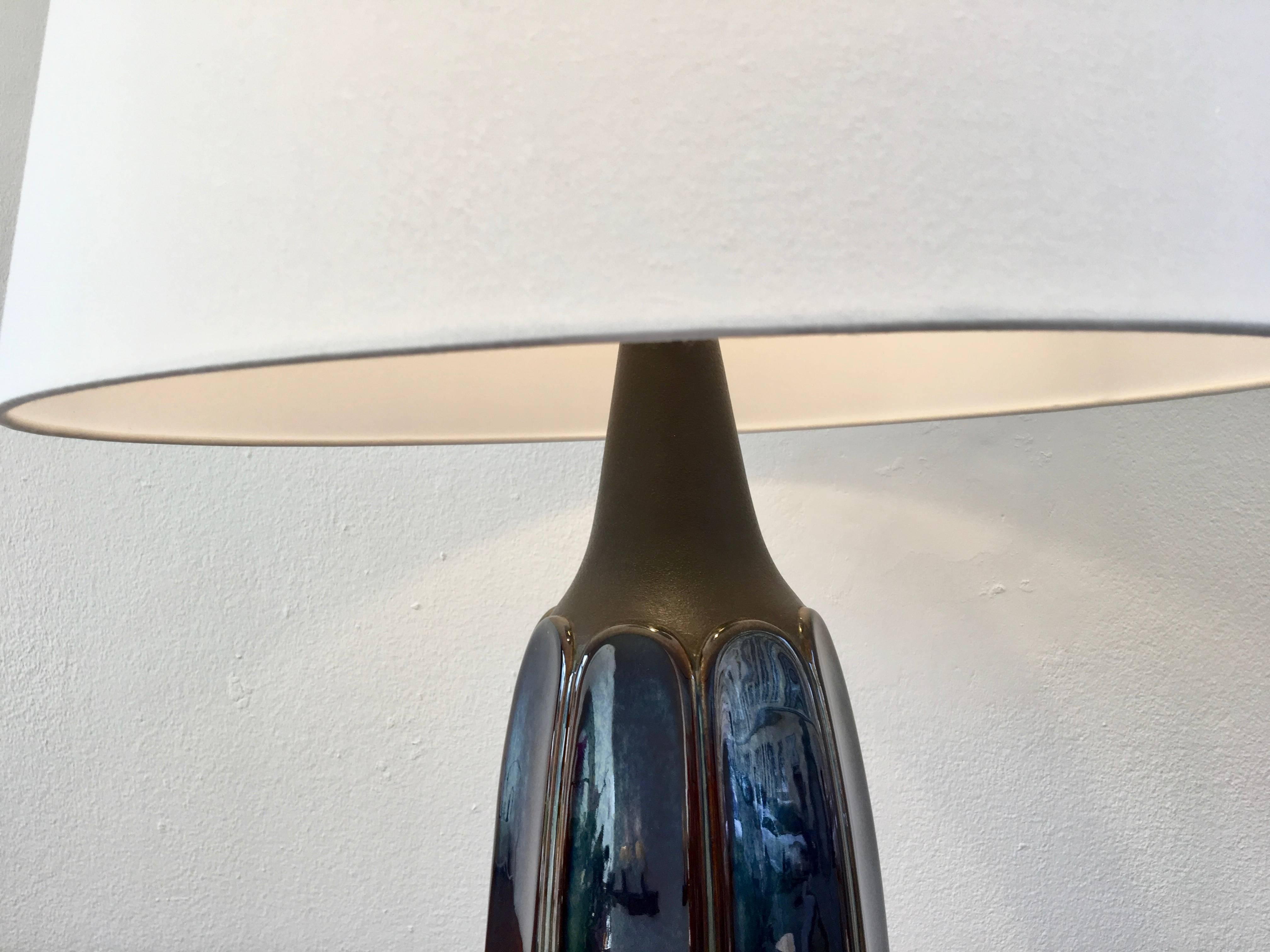 Mid-Century Modern Vintage Blue Danish Ceramic Table Lamp by Einar Johansen for Soholm Stentoj