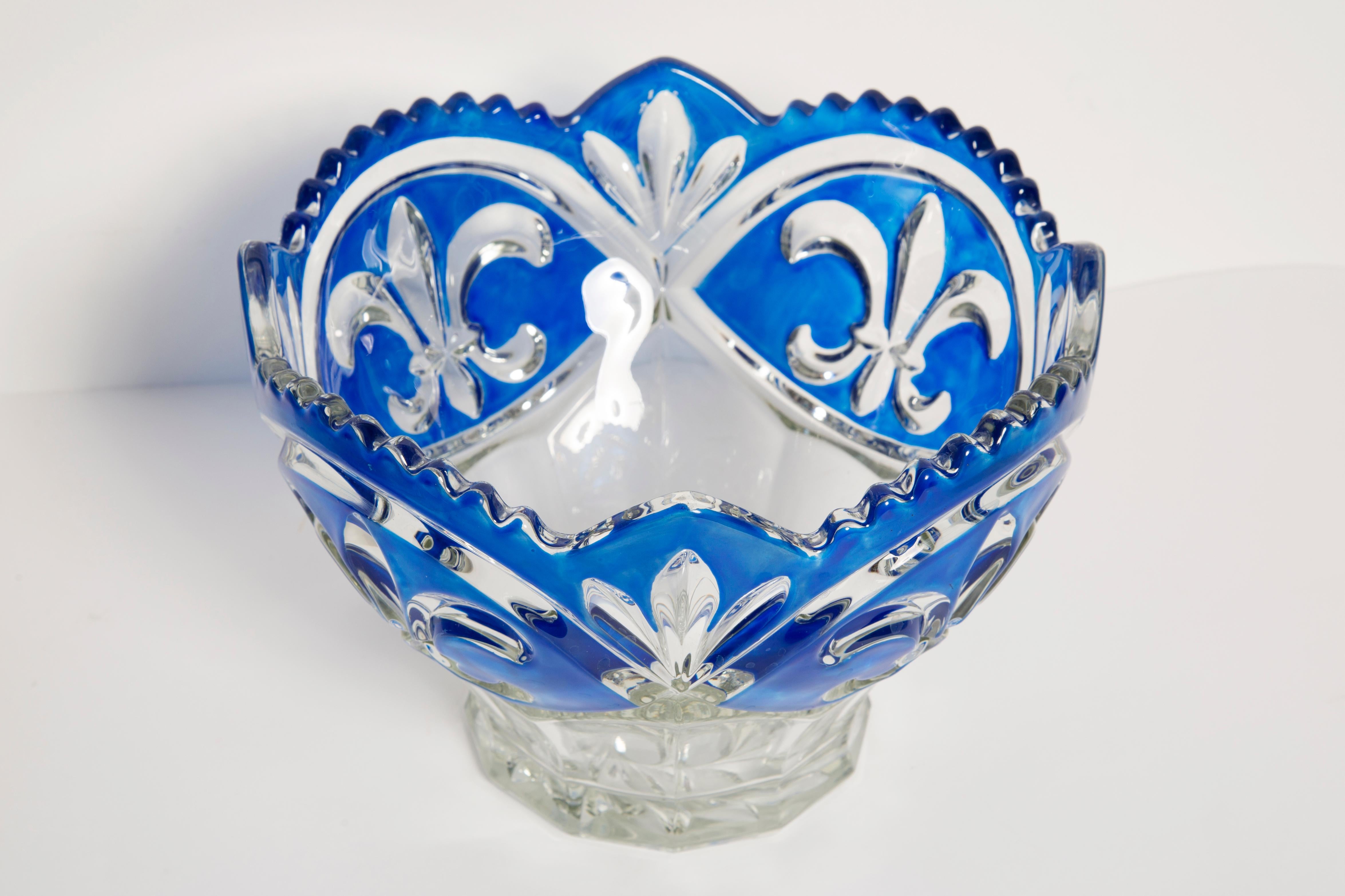 italien Assiette décorative en verre bleu vintage en cristal, Italie, années 1960 en vente