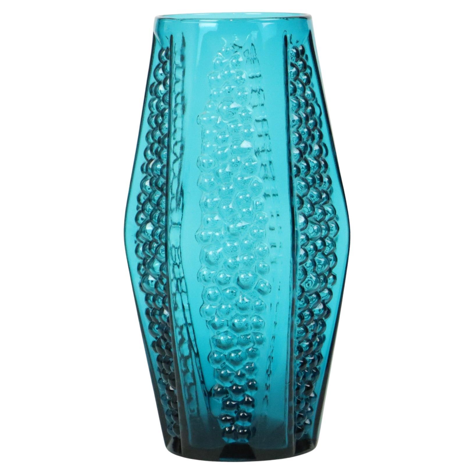 Vintage Blue Design Bubble Vase Stolle Nieman 1970s