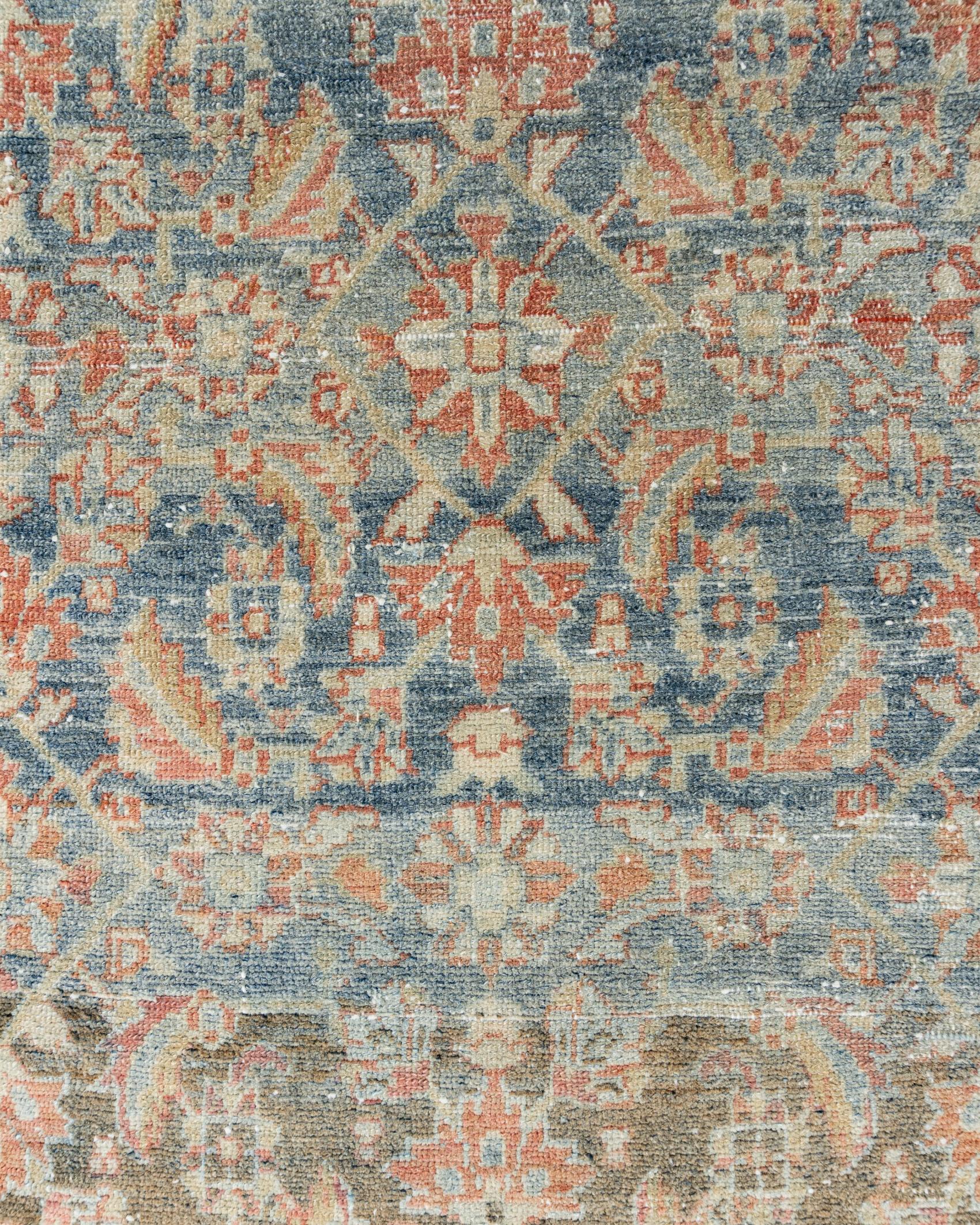 Vintage Blue Distressed Persian Malayer Läufer im Angebot 3