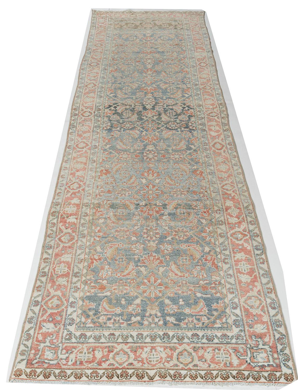 Vintage Blue Distressed Persian Malayer Läufer (Persisch) im Angebot