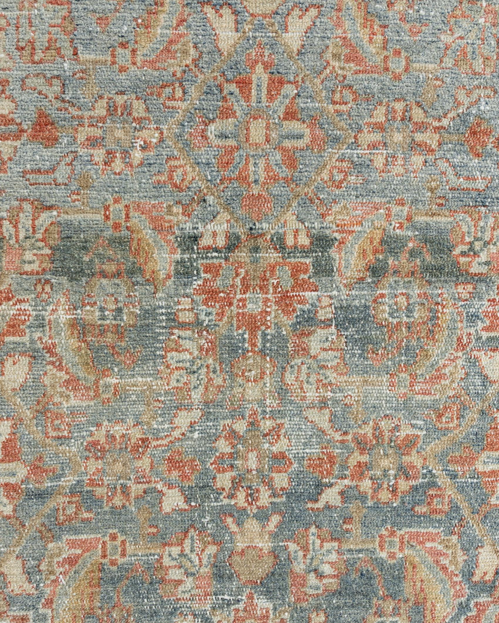 Vintage Blue Distressed Persian Malayer Läufer (Wolle) im Angebot