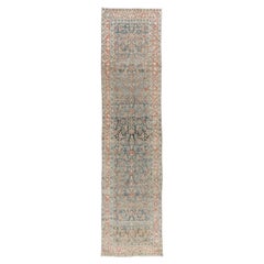 Vintage Blue Distressed Persian Malayer Runner