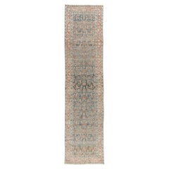Vintage Blue Distressed Persian Malayer Runner