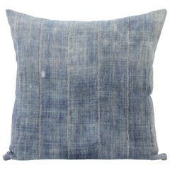 Vintage Blue Distressed Pillow with Vertical Seams 