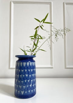 Blaue, verzierte Vase mit Tropfen von Strehla, 1960er Jahre