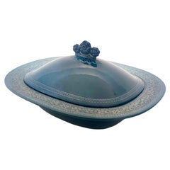 Centrotavola vintage in terracotta blu "Margherita" di A. Campi per Laveno, Italia