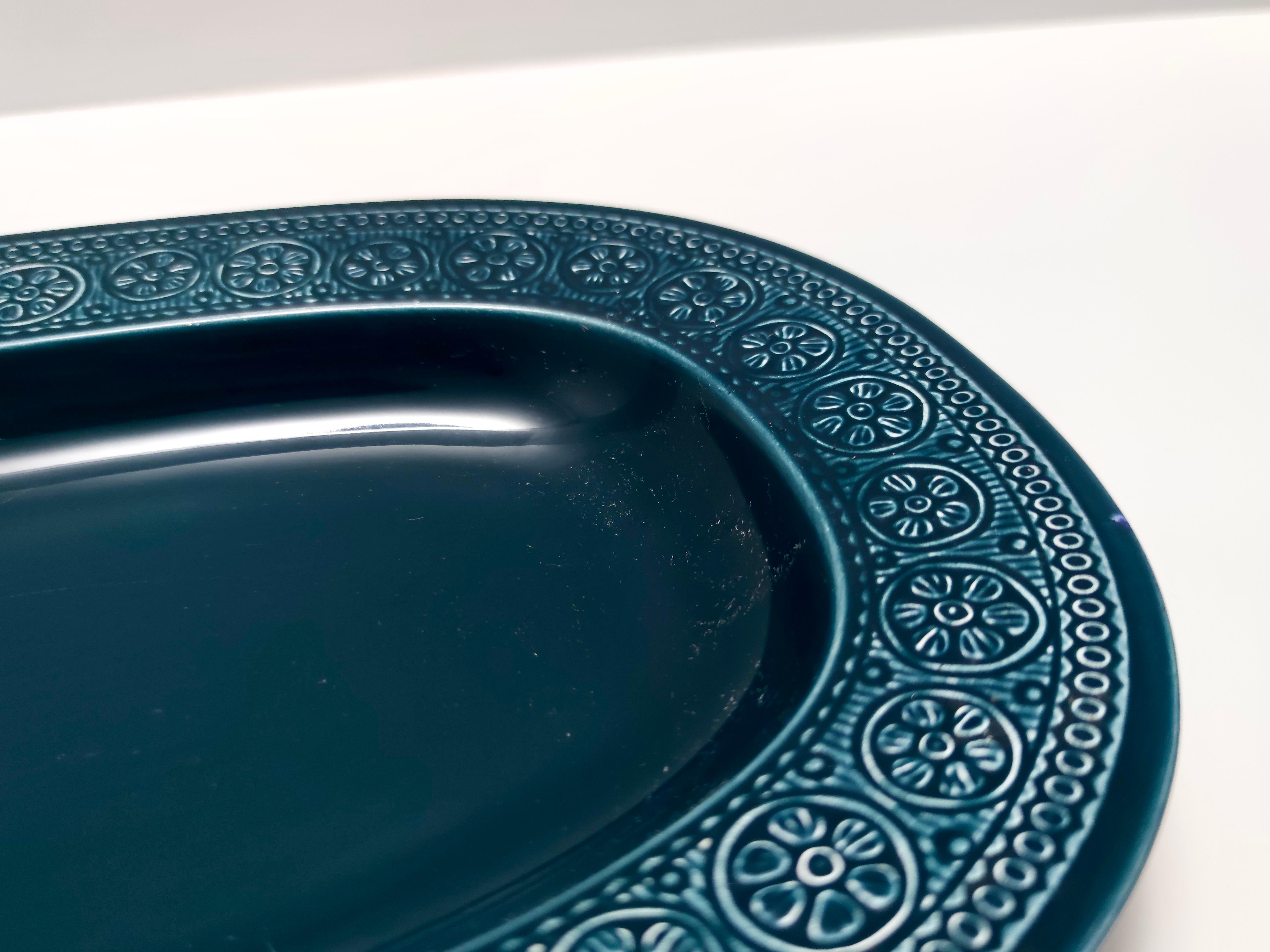 Laccato Vassoio vintage in terracotta blu 