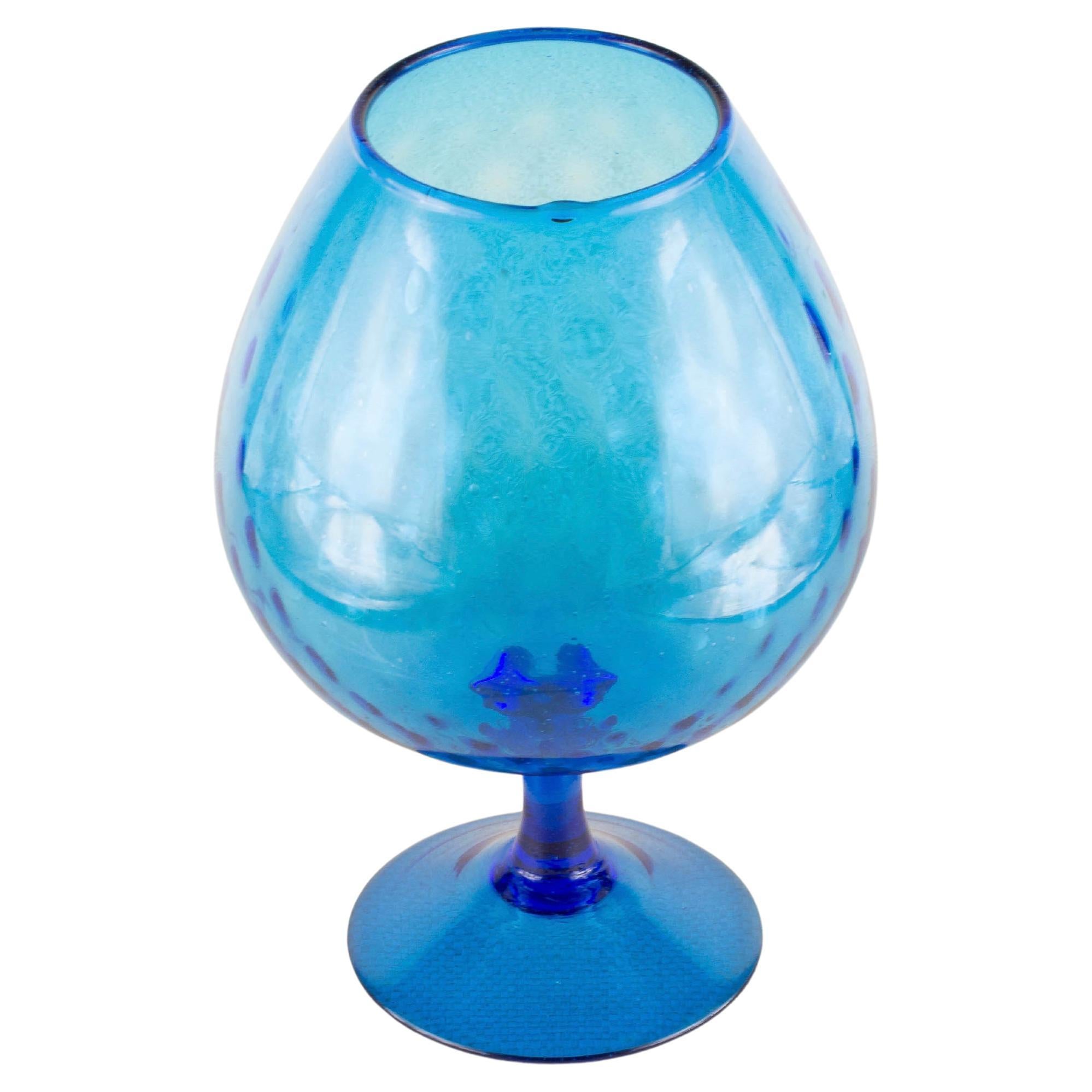 Vintage Blau Empoli Stil gestielten Kelch Vase