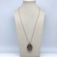 Vintage Blue Enamel & Diamonds Locket Pendant in 18 Karat Yellow Gold