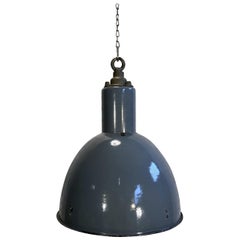 Vintage Blue Enamel Industrial Bauhaus Lamp, 1930s