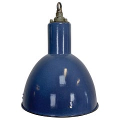 Vintage Blue Enamel Industrial Bauhaus Lamp, 1930s