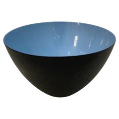 Vintage Blue Enamel Krenit Bowl By Herbert Krenchel Circa 1960's.