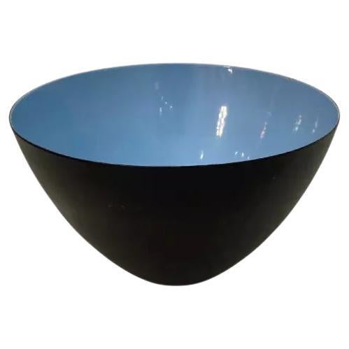 Vintage Blue Enamel Krenit Bowl By Herbert Krenchel Circa 1960's.