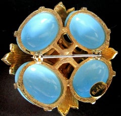 Vintage Blue Faux Turquoise and Rhinestone Cross Kenneth Jay Lane Brooch Pin KJL