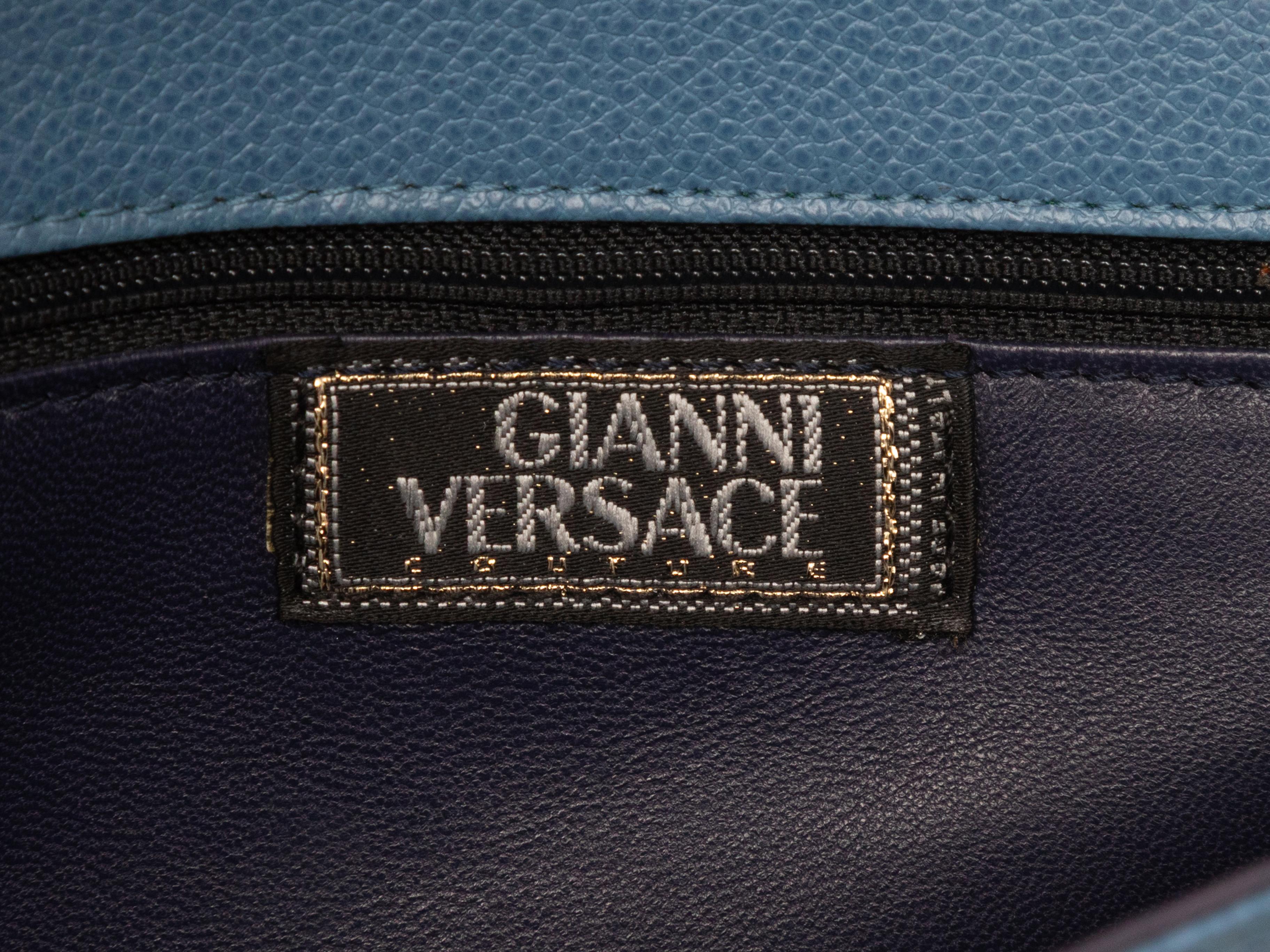 Sac à bandoulière en cuir Gianni Versace Medusa, bleu vintage Pour femmes en vente