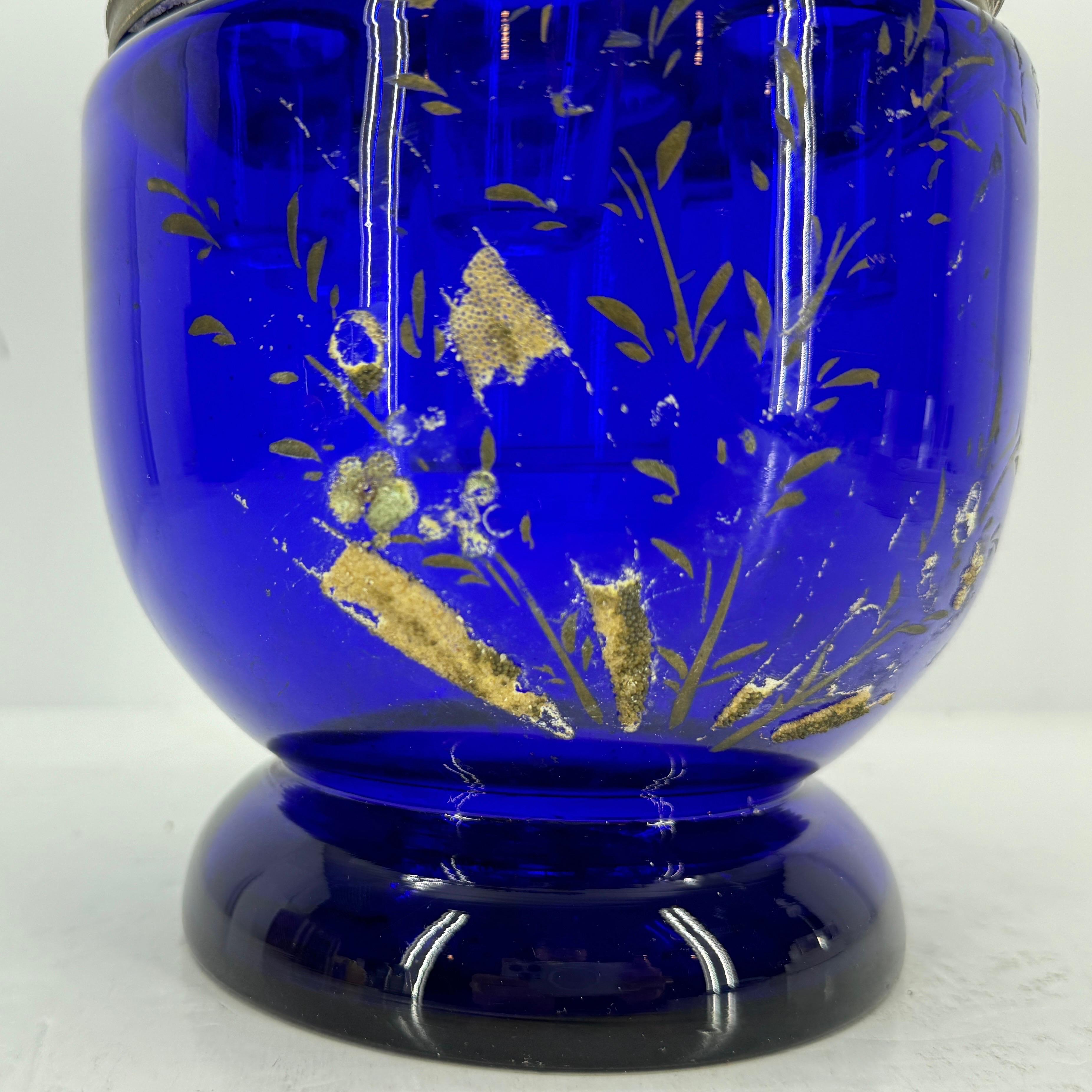 Vintage Blue Glass Art Egg Domed Decanter, 1950's For Sale 4