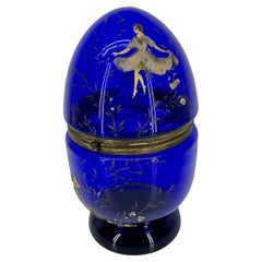 Retro Blue Glass Art Egg Domed Decanter, 1950's