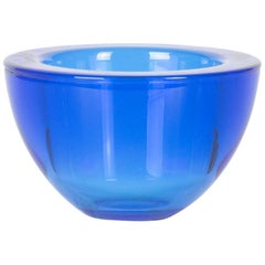Vintage Blue Glass Bowl, Italy, 1970s