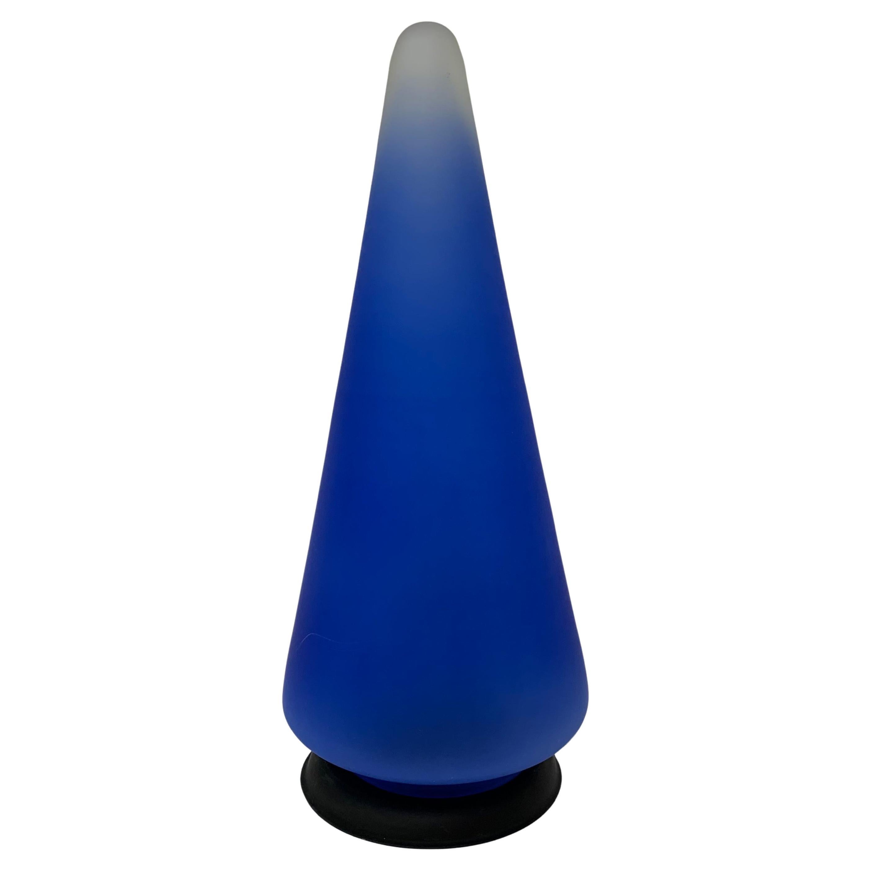 Vintage Blue Glass Cone Table Lamp, 1970’s
