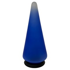 Vintage Blue Glass Cone Table Lamp, 1970’s