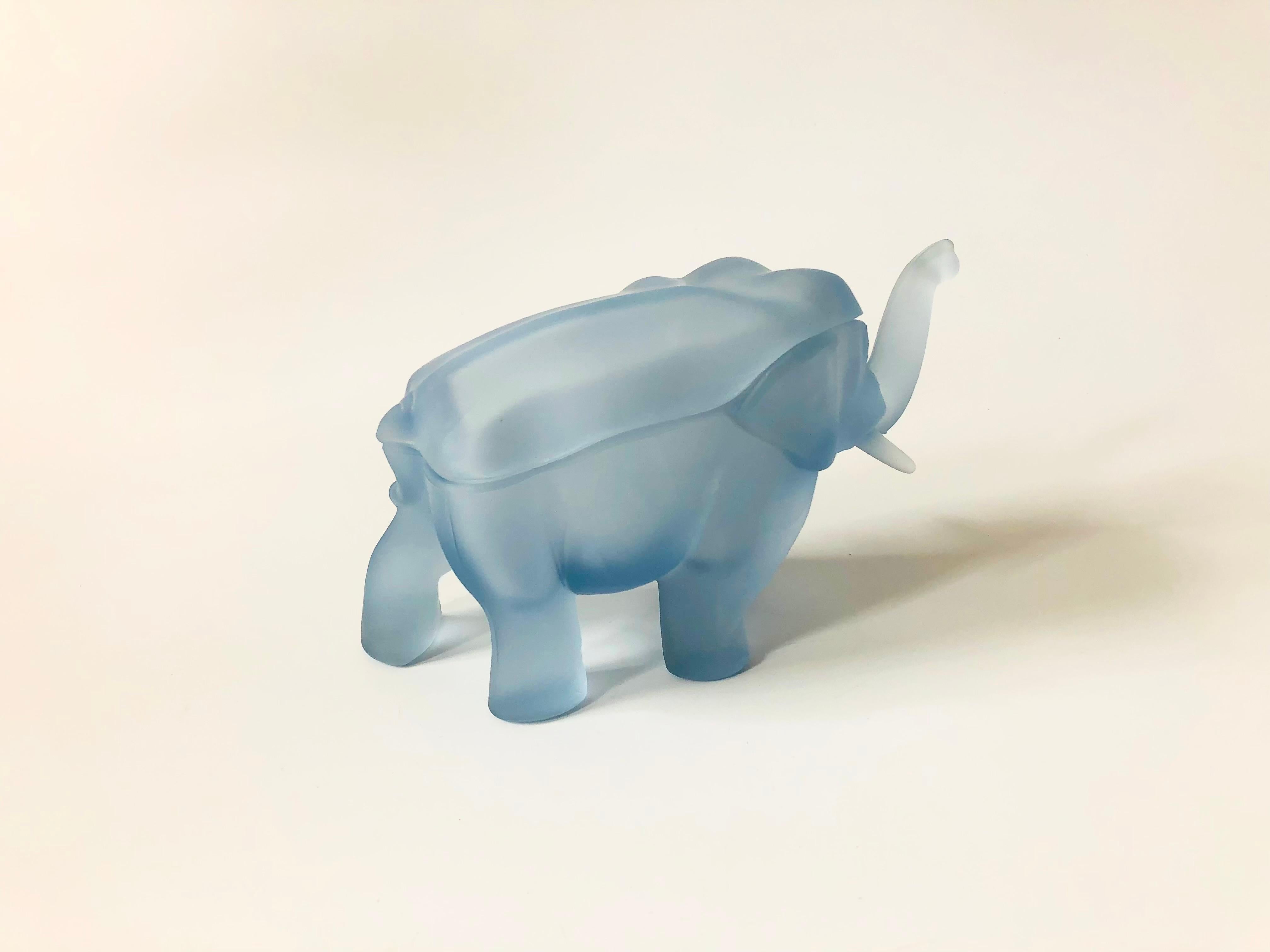 blue glass elephant figurine