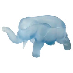 Vintage Blue Glass Elephant Box