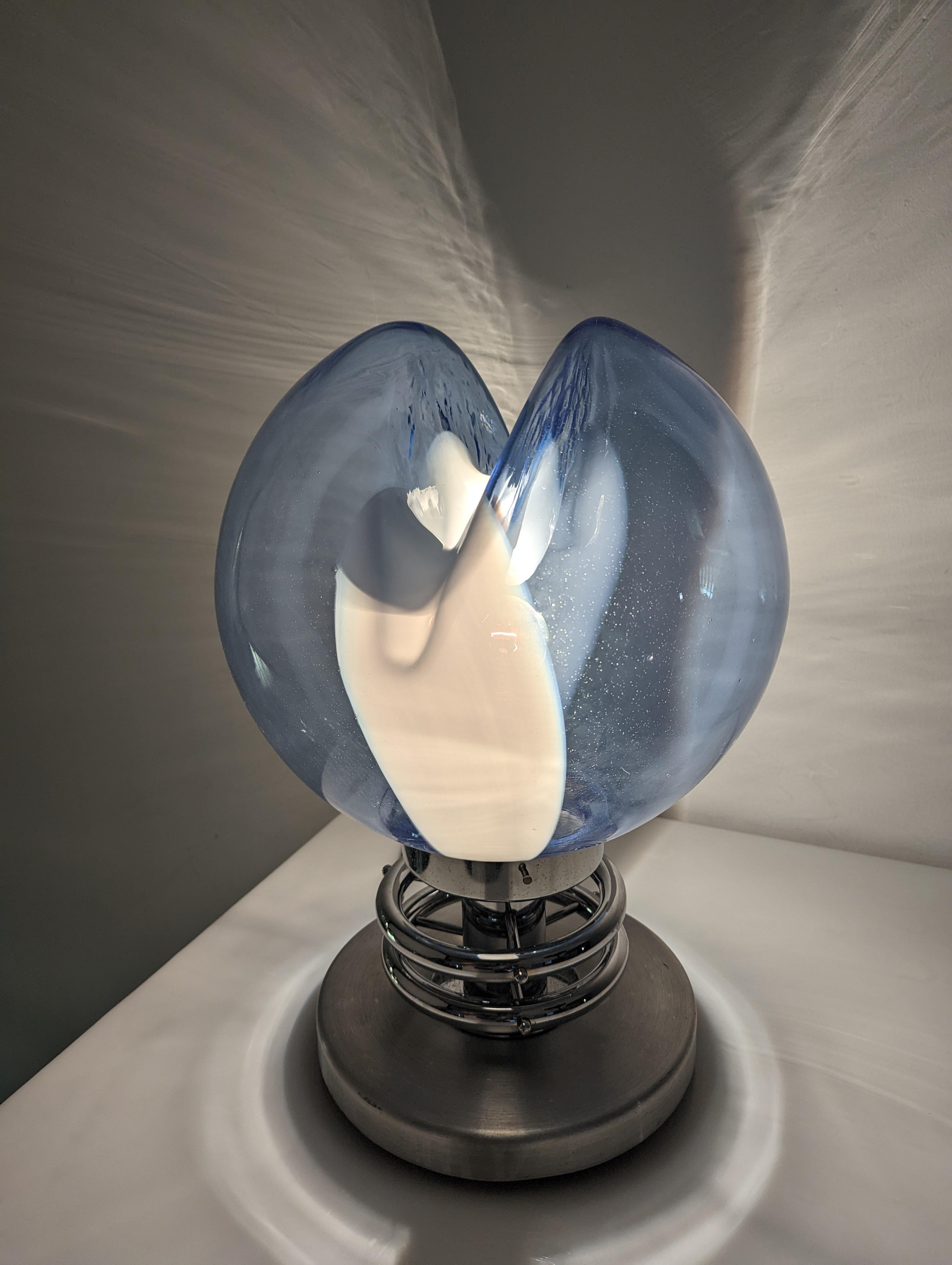 Vintage Blue Glass Membrane Lamp by Toni Zuccheri 1970s For Sale 10