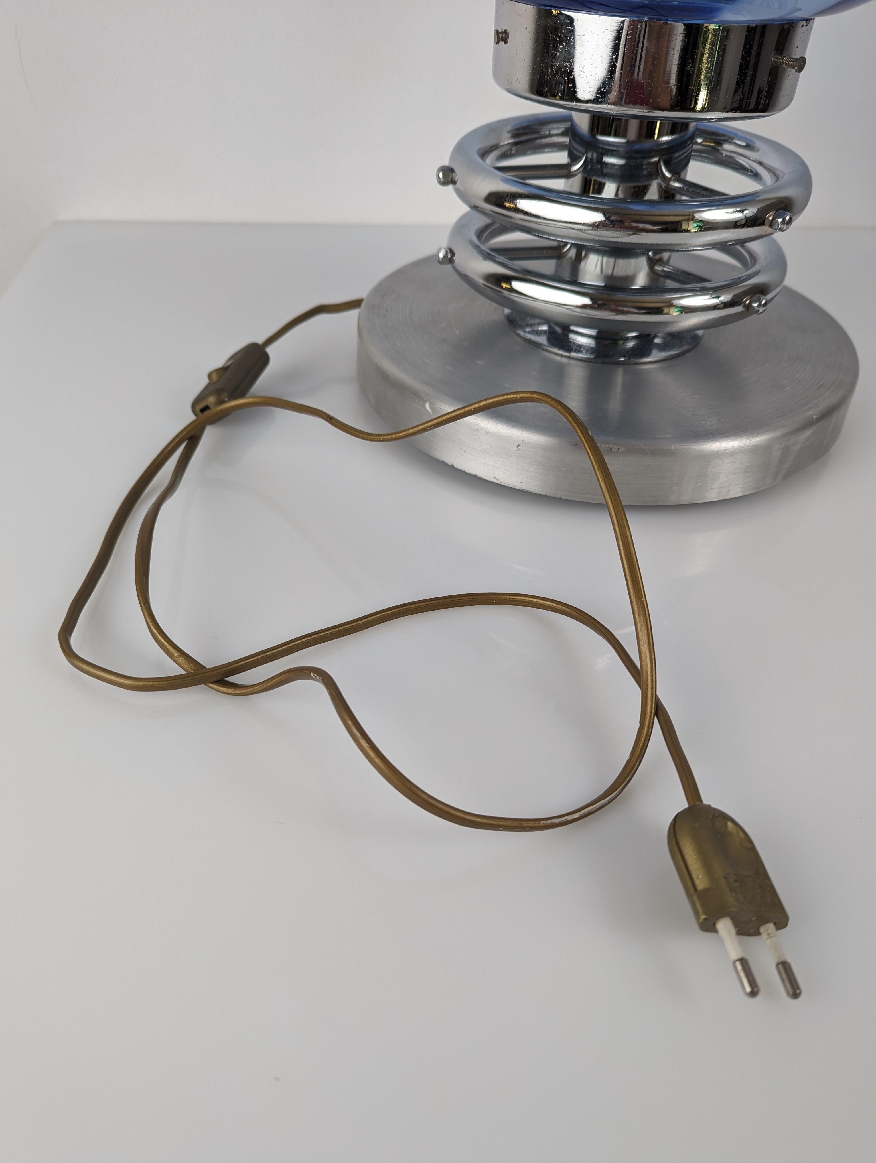 Verre Lampe Membrane en verre bleu vintage par Toni Zuccheri, années 1970 en vente