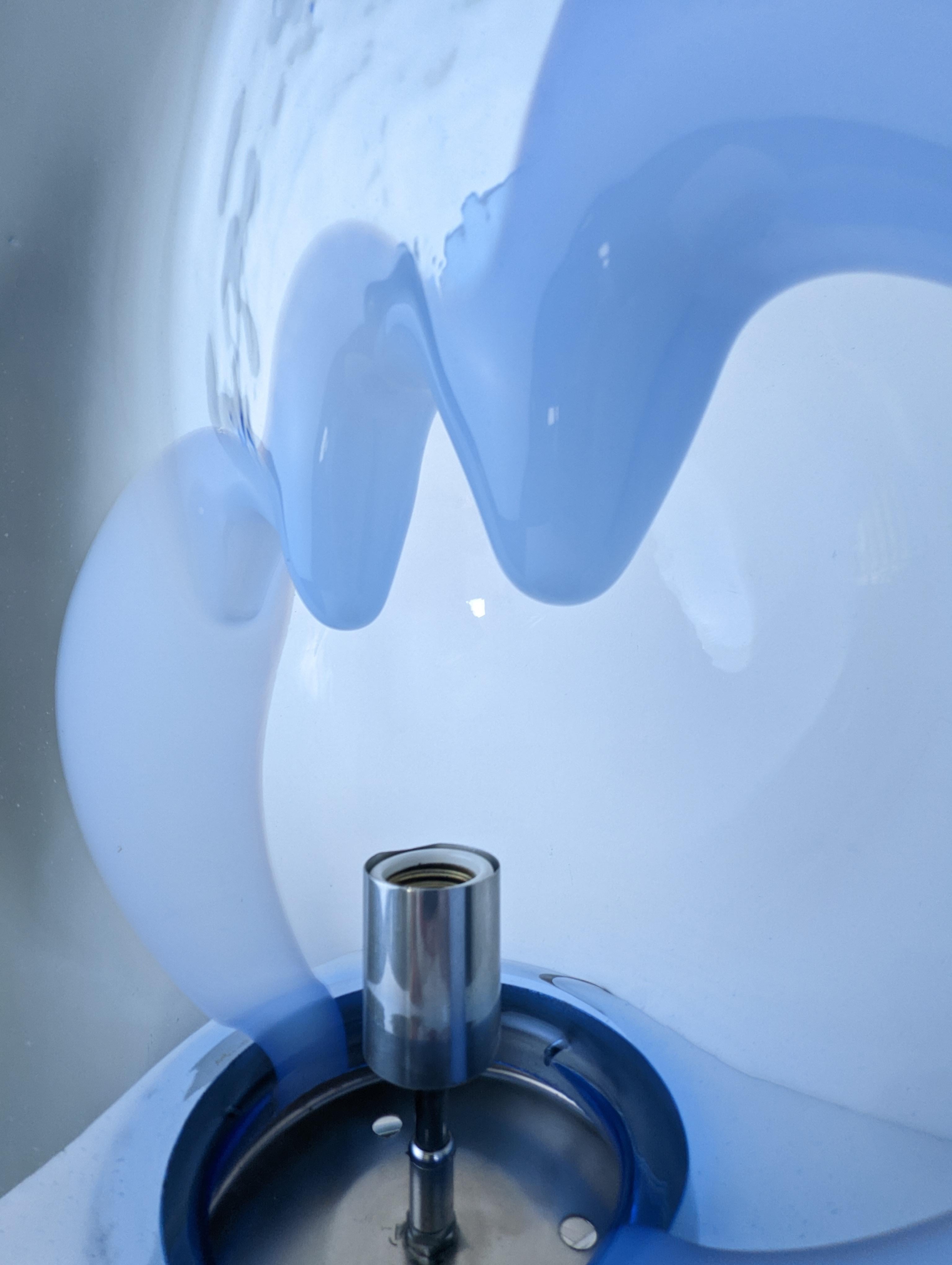 Vintage Blue Glass Membrane Lamp by Toni Zuccheri 1970s For Sale 5