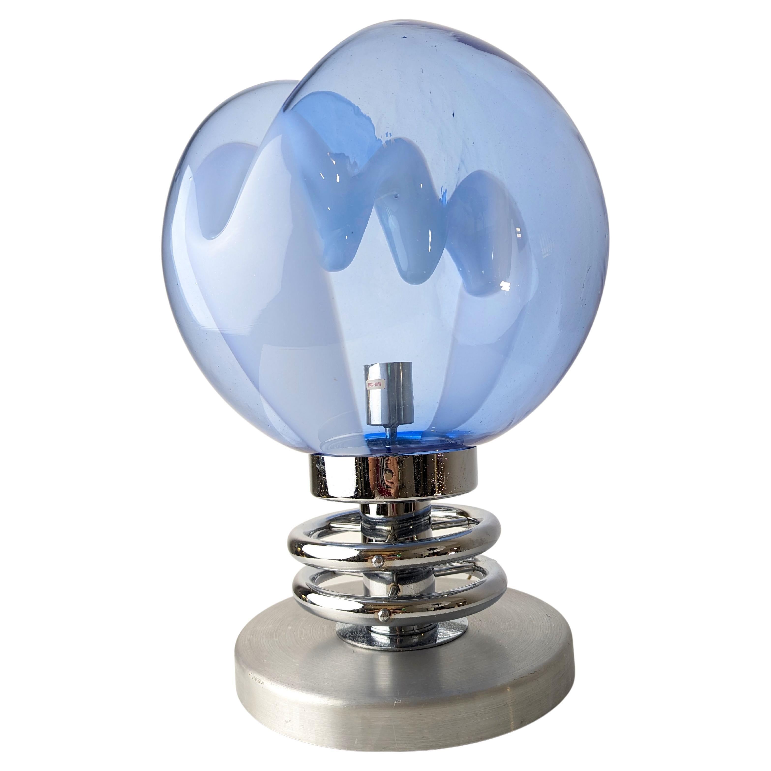 Lámpara vintage de membrana de vidrio azul de Toni Zuccheri Años 70