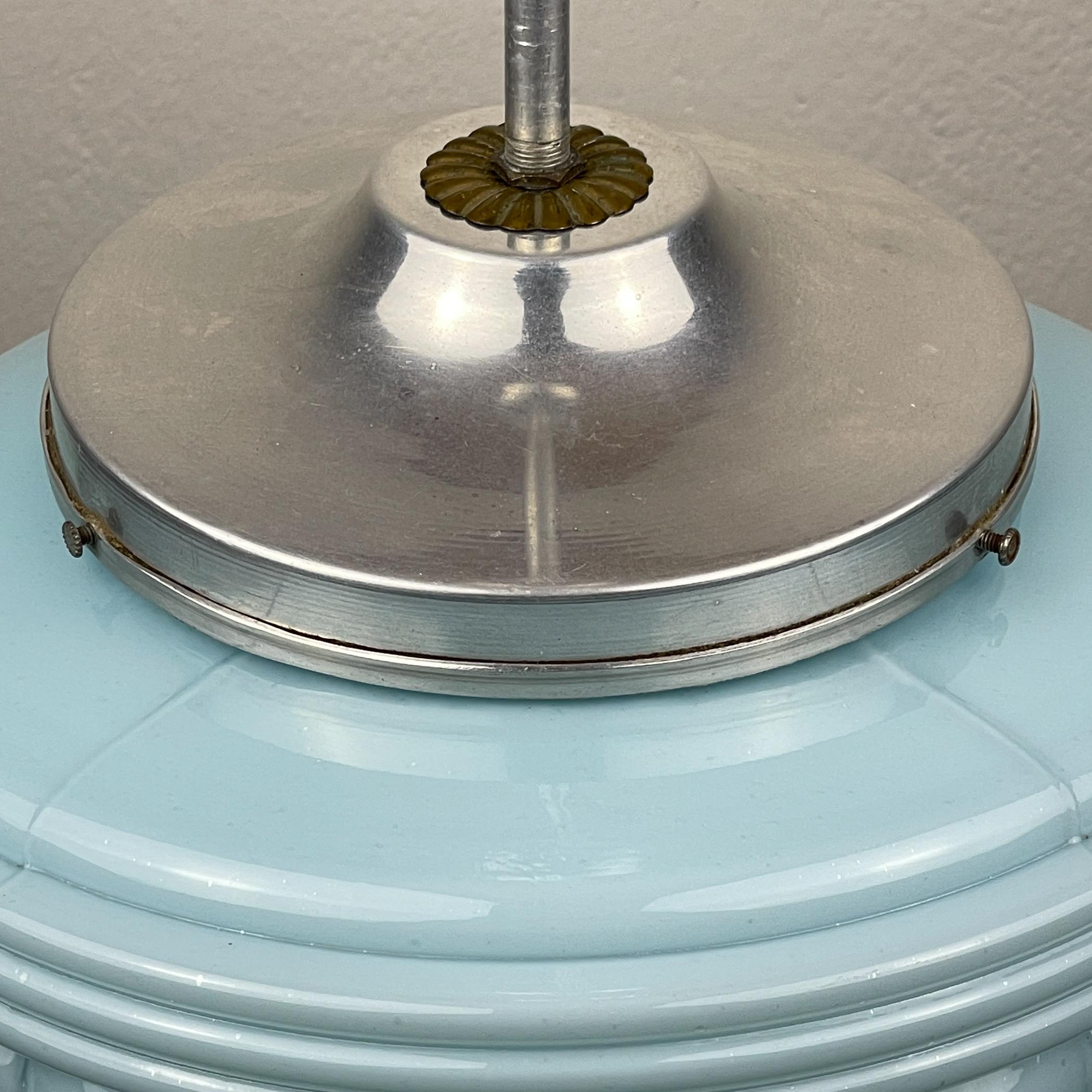 Lampada a sospensione in vetro blu vintage, Italia anni '50 in vendita 6