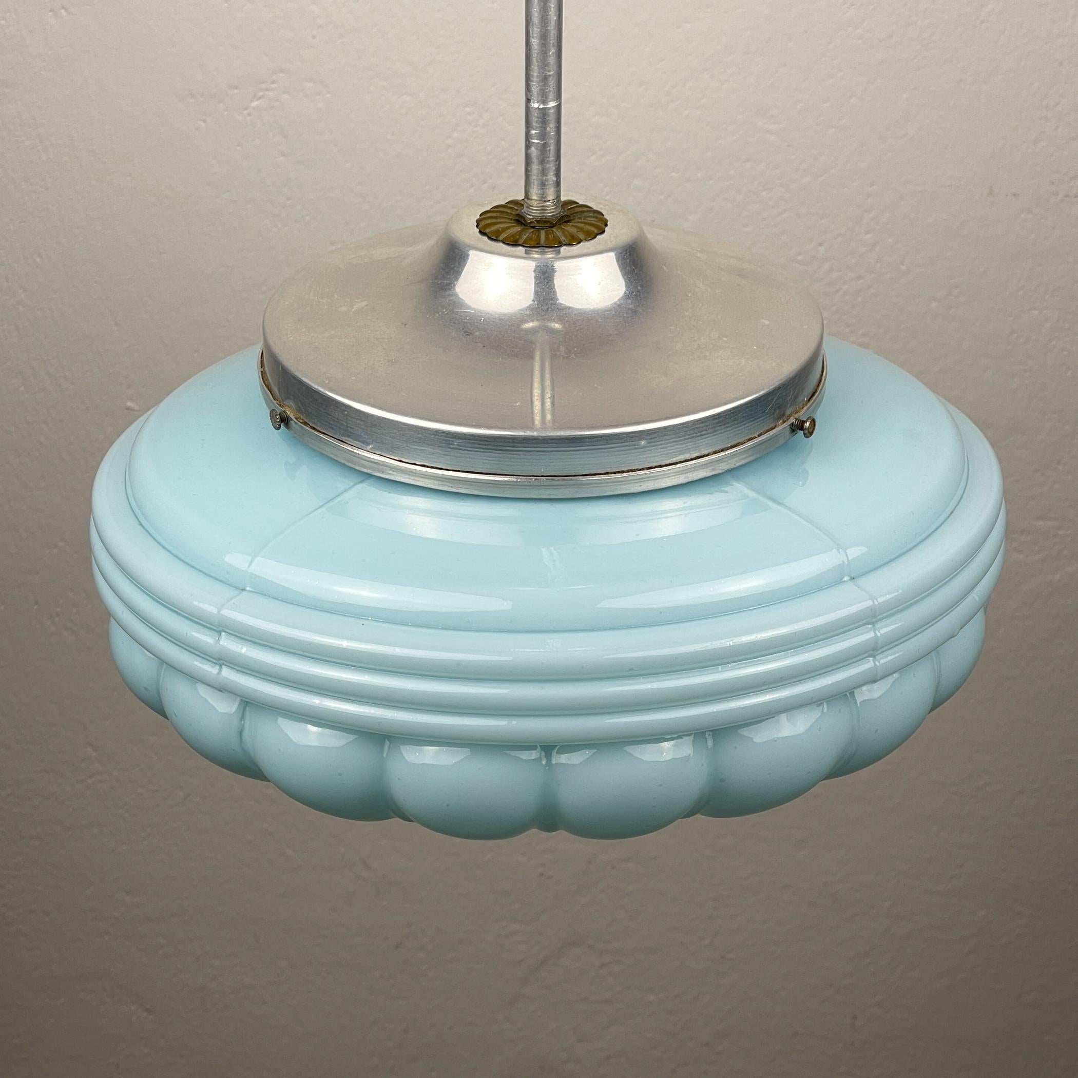 Vetro Lampada a sospensione in vetro blu vintage, Italia anni '50 in vendita